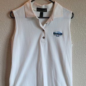 White Golf shirt Mount Shasta logo